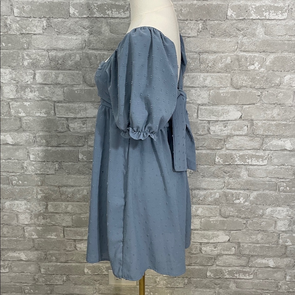 Altar'd State Blue Mini Dress with Puff Sleeves - Picture 3 of 6